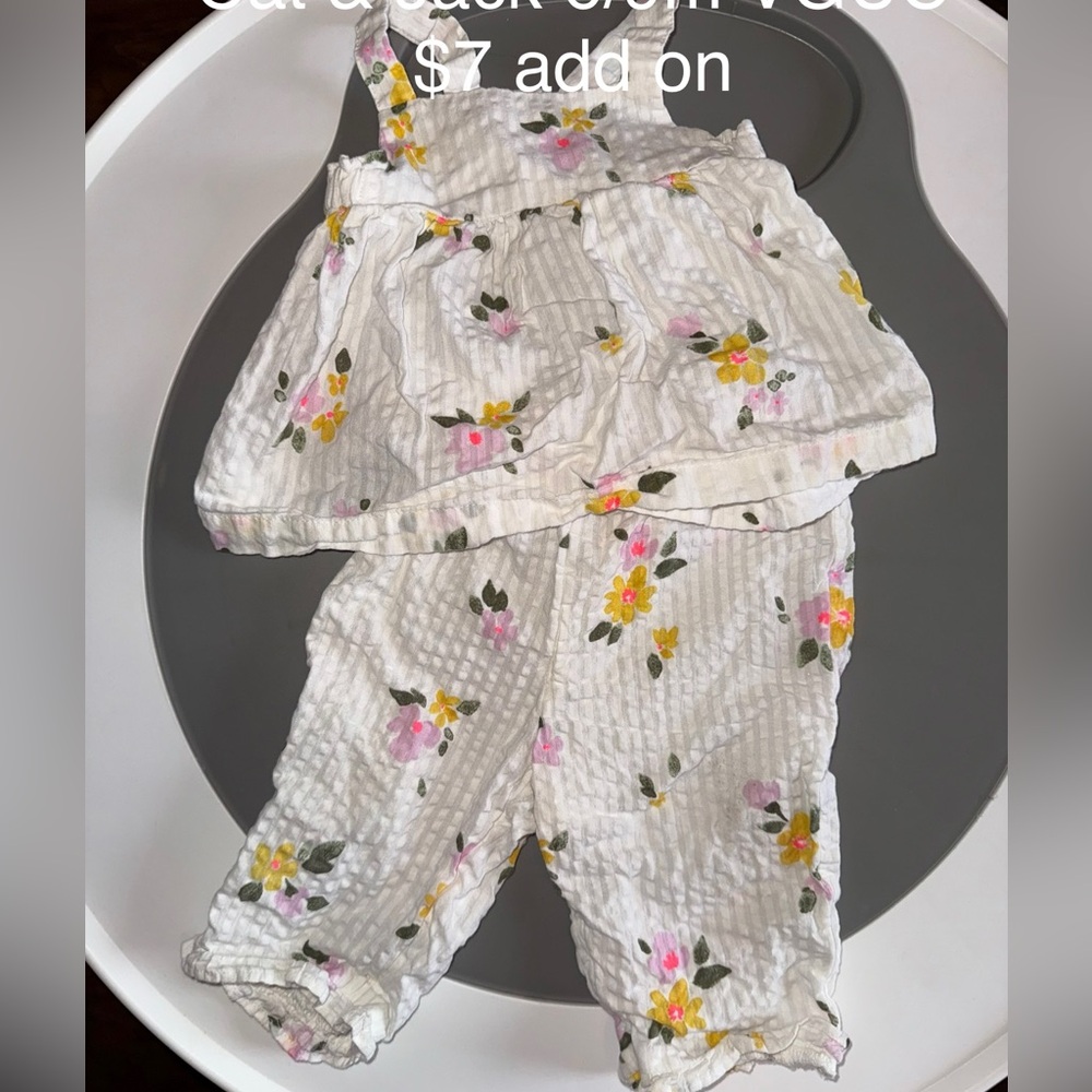 Cat & Jack White Floral Seersucker Kids Matching Pant Set